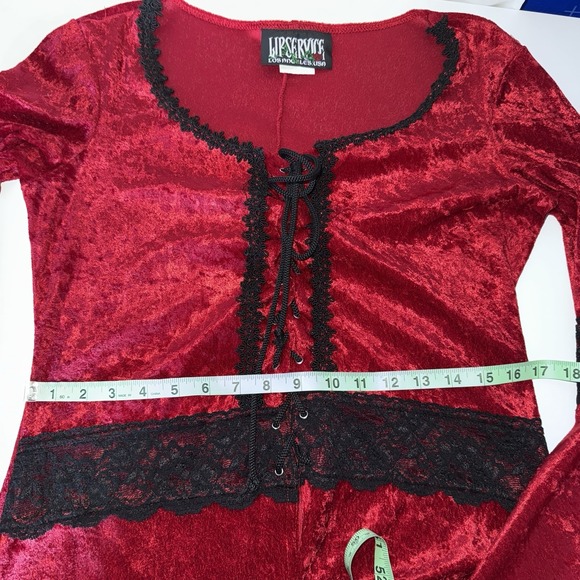 Lip Service Dress Women Large Velvet Lace Goth Renaissance Witch Vampy 90s Bell - Picture 11 of 15